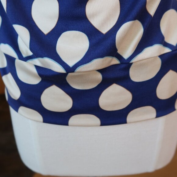 Diane von Furstenberg DVF silk blouse top cowl neck front &back blue cream sz S - Picture 8 of 14